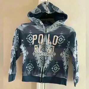 Polo Ralph Lauren Zip Up Hoodie Tribal Aztec Print Size‎ 7